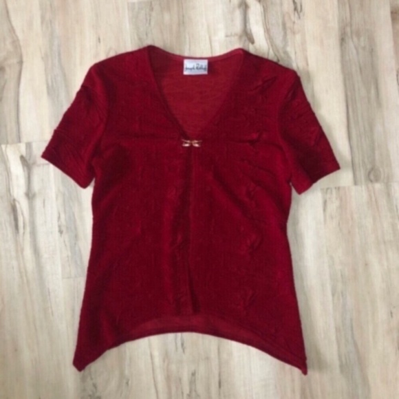 MASSIVE $10 SALE Joseph Ribkoff Red Asymmetrical One Clip Front Blouse - Picture 1 of 7